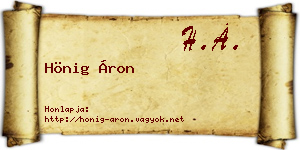 Hönig Áron névjegykártya